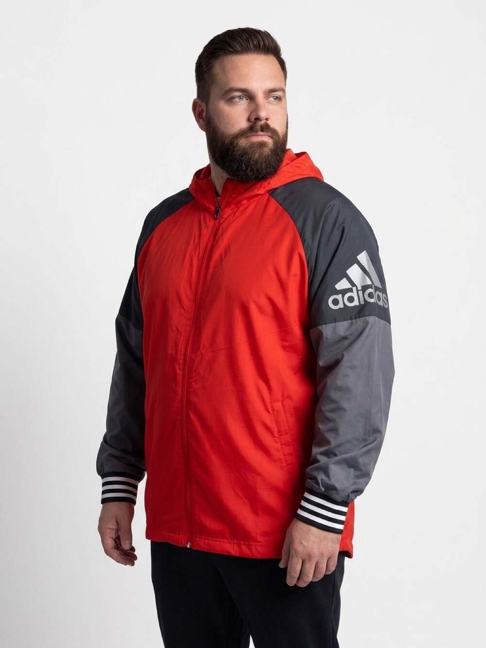 Adidas ID Athletics Woven Shell Windbreaker Jacket Red and Grey